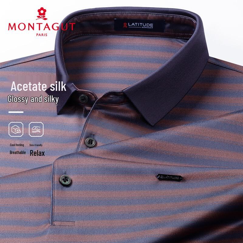 Montagut Men s Acetate Mulberry Silk Blend Polo Shirt L