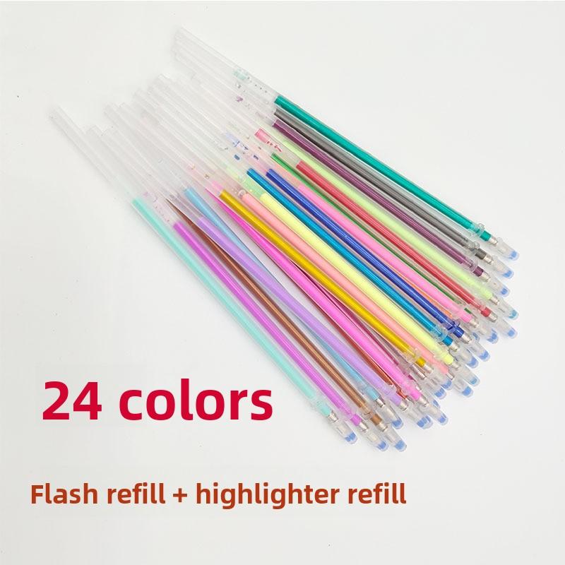 100 Color Bullet Tip Gel Pen Refills Set Glitter, Highlighter, Gouache Metallic Ink for Journaling Art