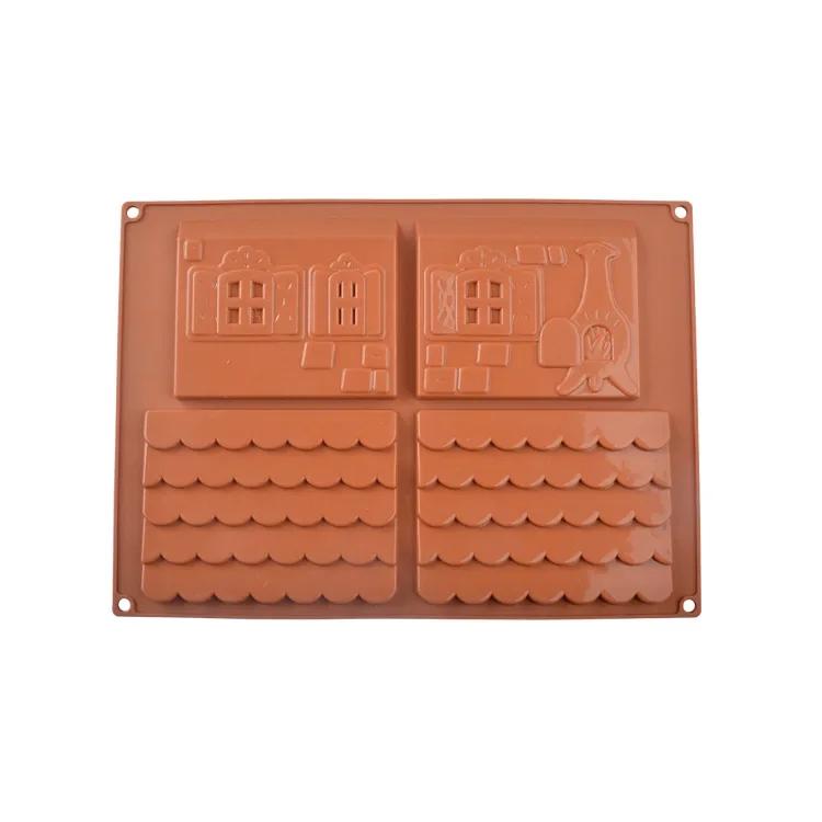 3D Chocolate Silicone Christmas House Log Mold Desserts Fondant Tools Cake Cookie Decoration Bakeware Pastry Tools Accessories