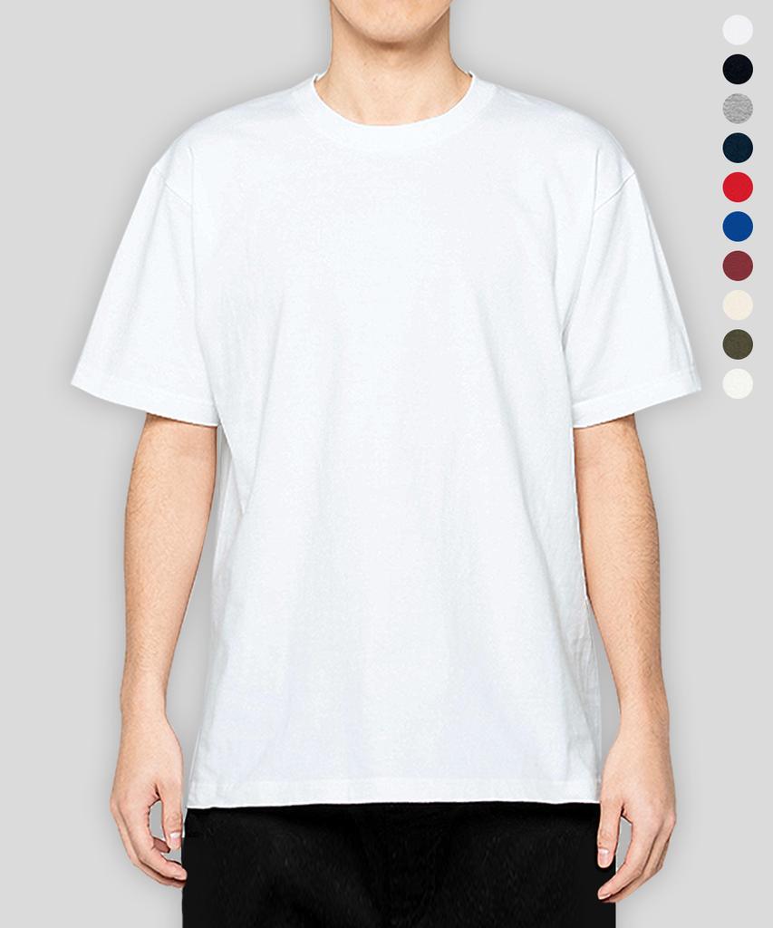 Peulinteuseuta 14-Count 7.4Oz Heavyweight Round Overfit Plain Short Sleeve T-Shirt - 10 Color (C Type)