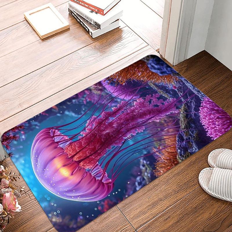 The Underwater World Printing Non Slip Small Rug Waterproof Easy To Clean Floor Mat for Indoor Outdoor Use Durable Home Decor