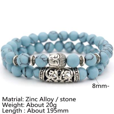 European & American Style Volcanic Rock Buddha Head Multi-Layer Bead Bracelet