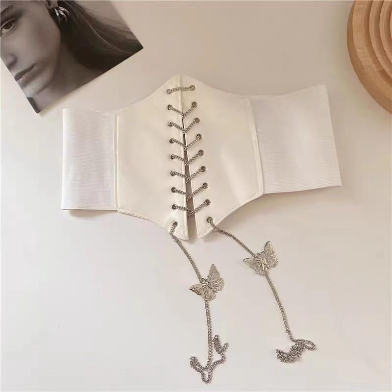 Women's Wide-Band Butterfly Chain Waist Belt for Sweaters and Skirts