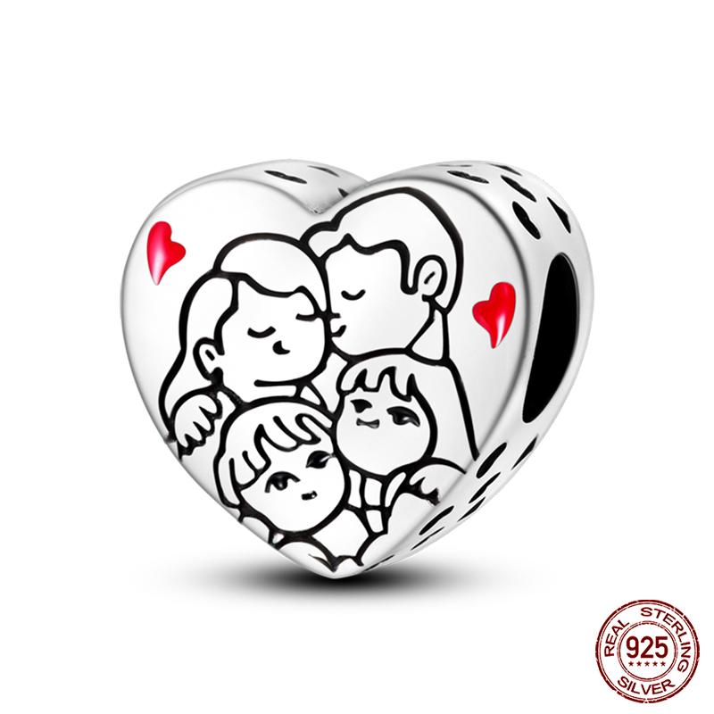 

100% стерлингового серебра 925 пробы красного цвета серии сердечек бусины подходят Qikaola 925 браслеты ювелирные изделия на удачу подарки