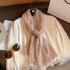 Long Cotton Linen Scarf Retro Silk Scarf Versatile Flaxen Lace Scarf  for Women