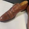 Vintage 80s A Testoni Old Logo Semi Brogue Straight Tip Leather Shoes Size 11 Brown(USED)