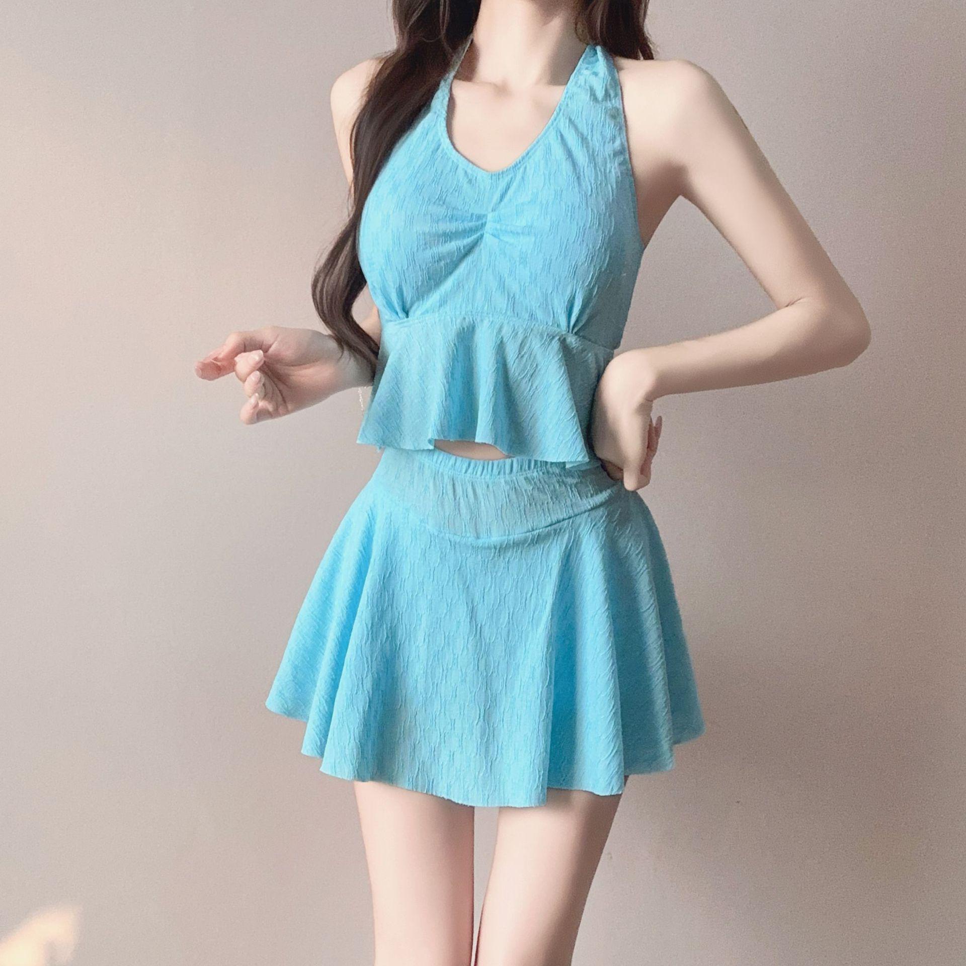 

Женский двухсекционный весенний купальник 2026: Свежая, Элегантная, Скрывающая живот Одежда для Отпуска M (suitable for 80-100 jin) синий