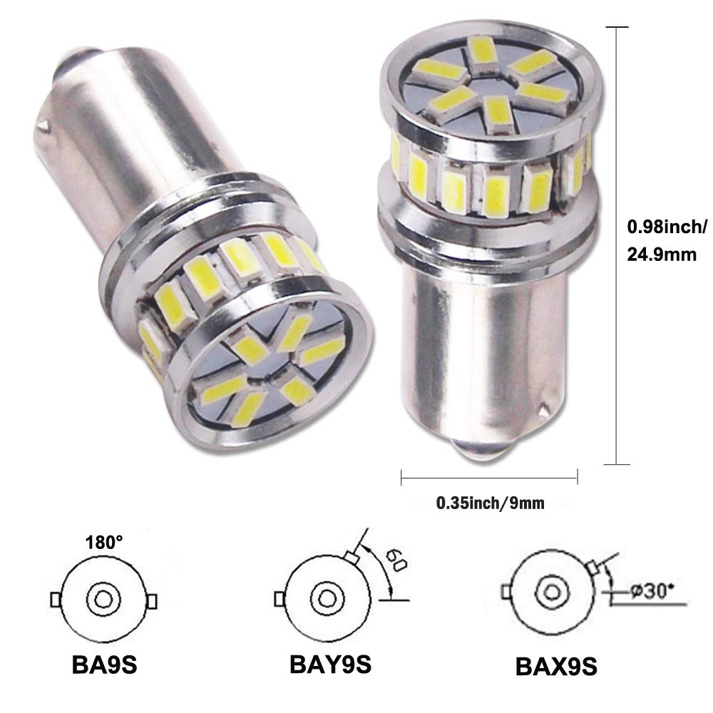 HSUN BAX9S H6W LED-lampa, -24V Bil Positionsljus, Backljus, Kupébelysning, Hög