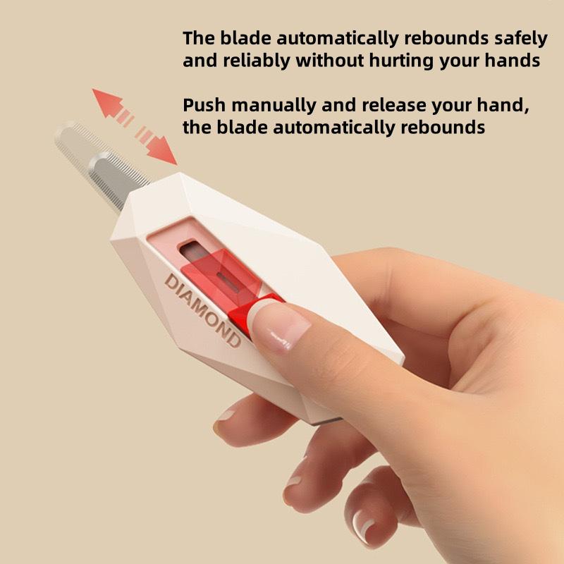 Magnetic Box Opener Cutter Safety Round Head Letter Envelope Opener Portable Unpacking Tool with Automatic Rebound Design