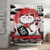 Red Lucky Cat Shower Curtain with Japanese Style Fortune Design Red Black White Bath Decor for Home Decoration Gift Idea