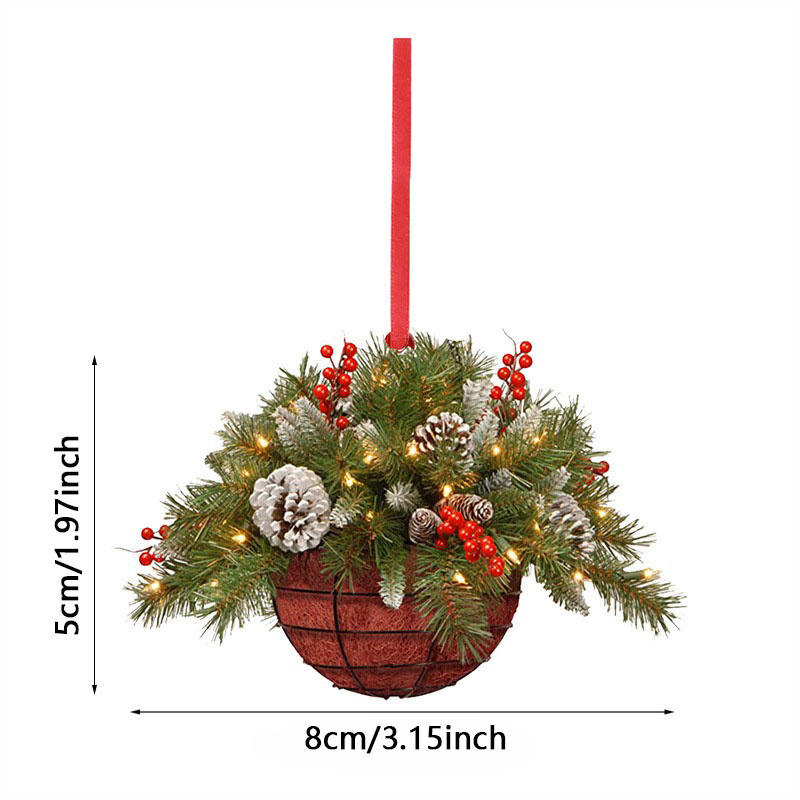 Creative Home Christmas Tree Hanging Basket Ornament Decorations Cute Flower Hanging Basket Wooden Pendant