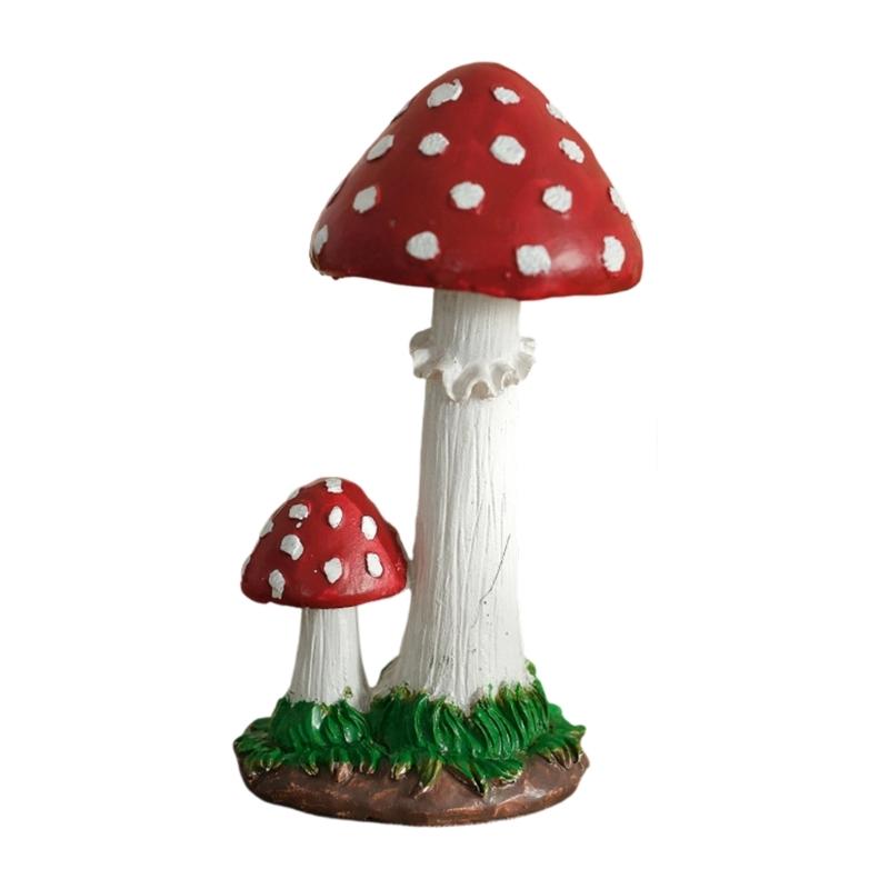 Miniature Mushroom Figurine Resin Craft Decorative Garden Figure For Tabletop Display And Plant Pot Accessories