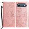 For iPhone 17 Air Wallet Phone Case Butterfly Floral Imprint Leather Flip Cover with Strap