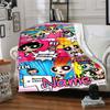Custom Name Powerpuff Girls Adventure Flannel Blanket for Super Soft Cute Comfort Blanket for Travel Bedding Couch Sofa Blanket