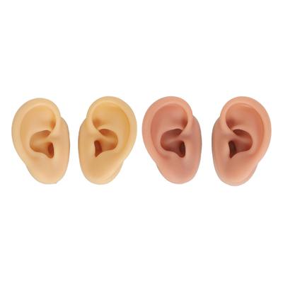 2 Pair 3D Silicone Ear Model Soft Flexible Left Right Ear Simulated Fake Model Practice Tool for