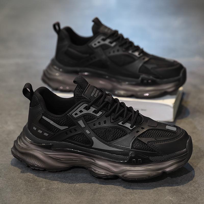 

Модные мужские модные трендовые кроссовки с толстой подошвой из сетки Tenis Masulino Comfort Outdoor Casual Universal Sneakers Airproof Running Vulcanized Shoes 44 чёрный