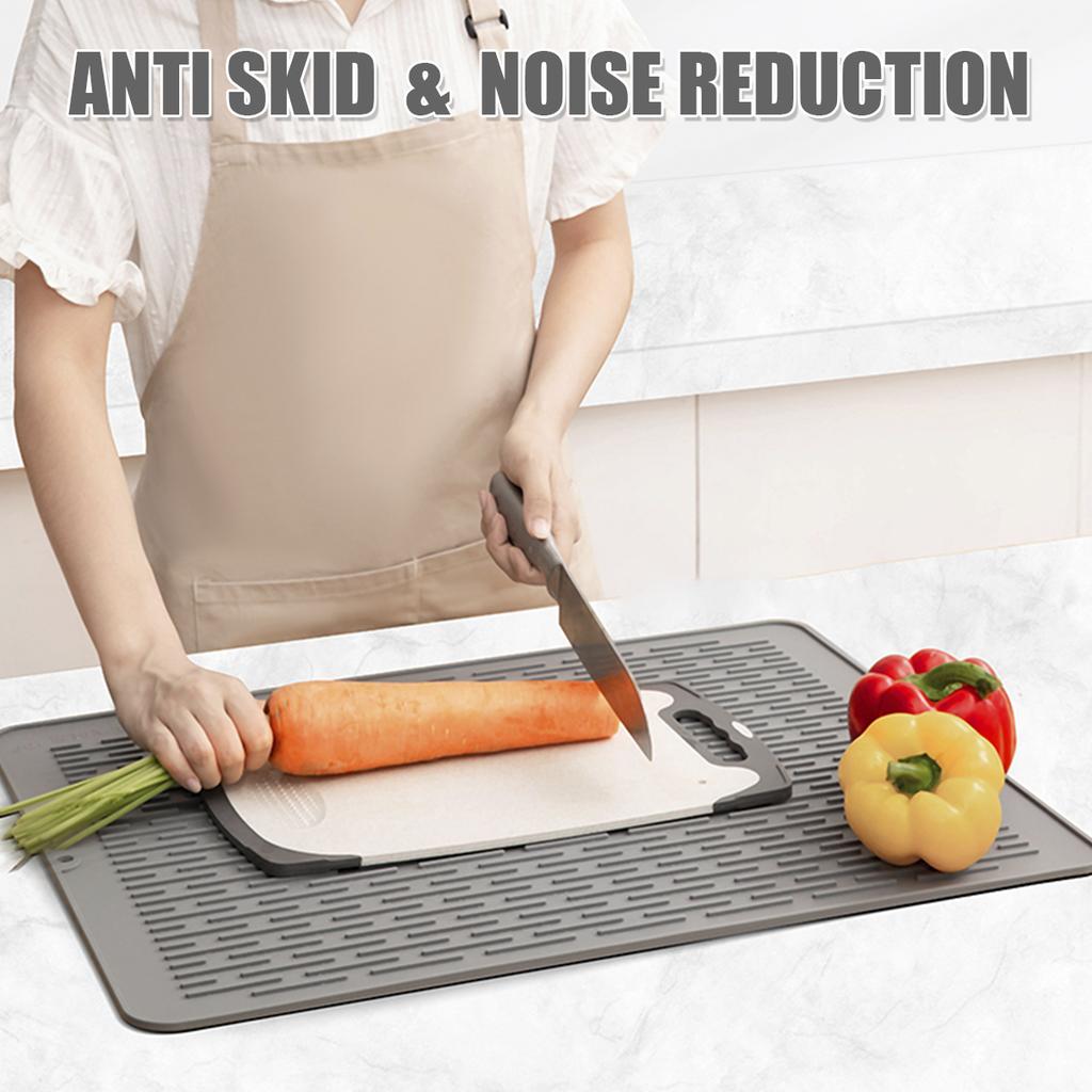 Silicone Dish Drying Mat for Kitchen Counter 18 X 16in/16 X 12in Heat Resistant Dinnerware Mat Non-slip Sink Draining Board Mat
