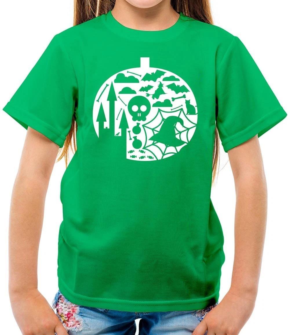

Pumpkin Shape - Kids Boys Girls T-Shirt Tees Top Halloween Pumpkins Outfit Funny Scary Ghosts 100