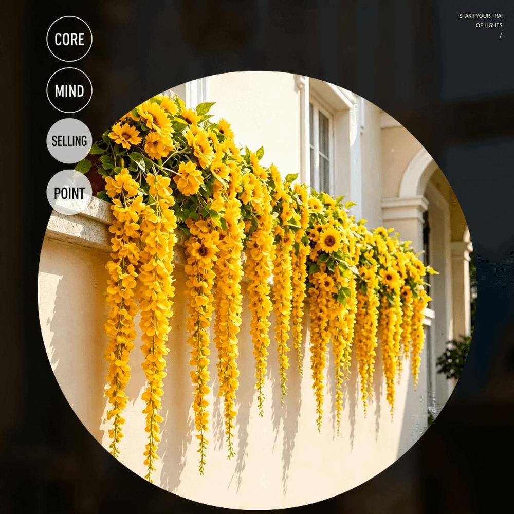 Multicolor Artificial Wisteria Flower Vine Cherry Flower Hanging Garland Wedding Decoration
