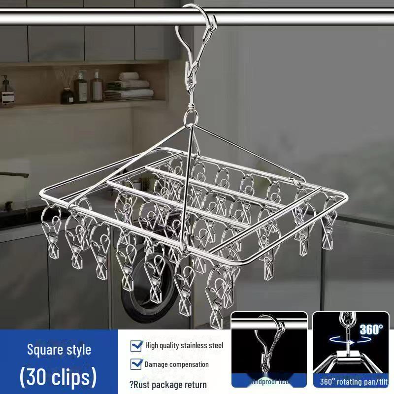 

Ветрозащитная вешалка из нержавеющей стали с несколькими зажимами для больших носков