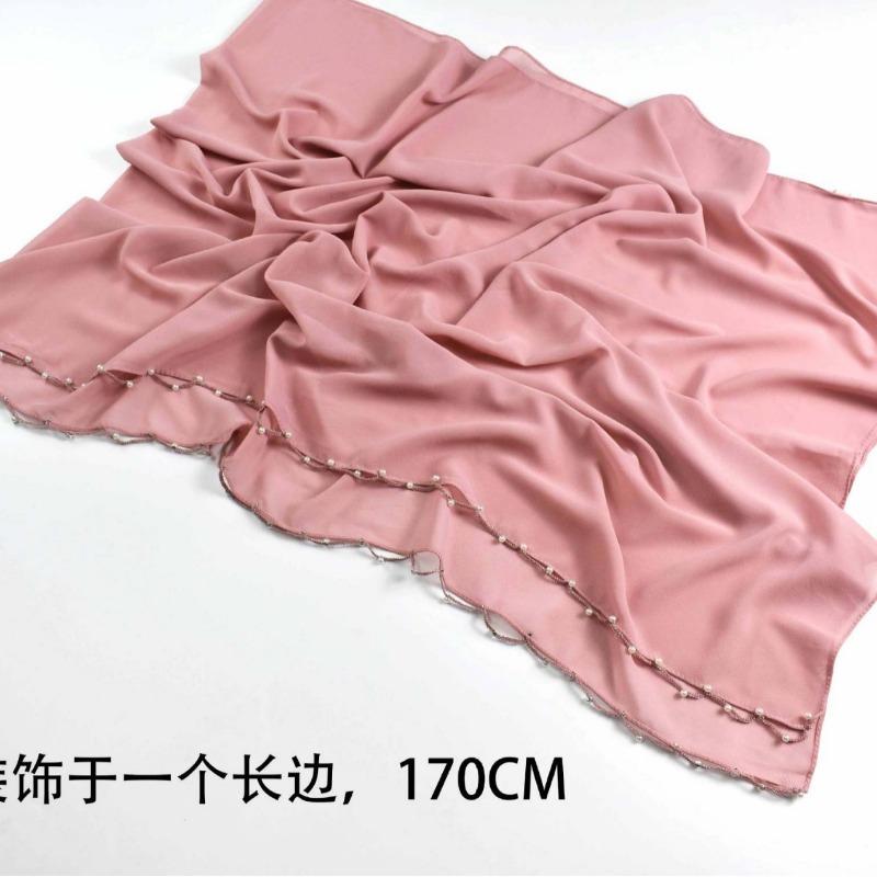 Long Chiffon Wave Edge Beaded Shawl For African Women