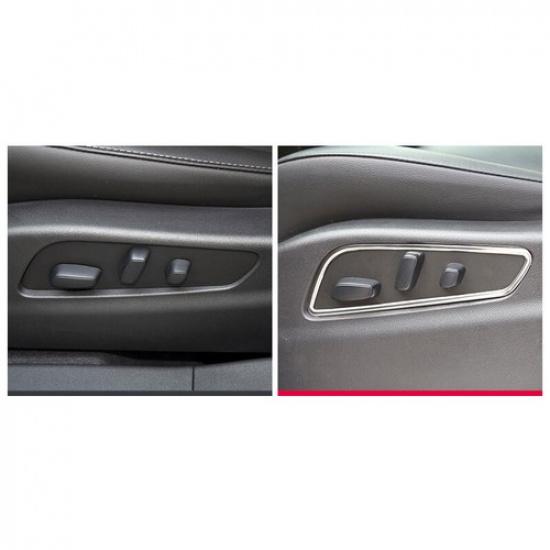 For Cadillac XT6 - 2pc Button Frame Trim Steel Silver Seat Adjust Handle
