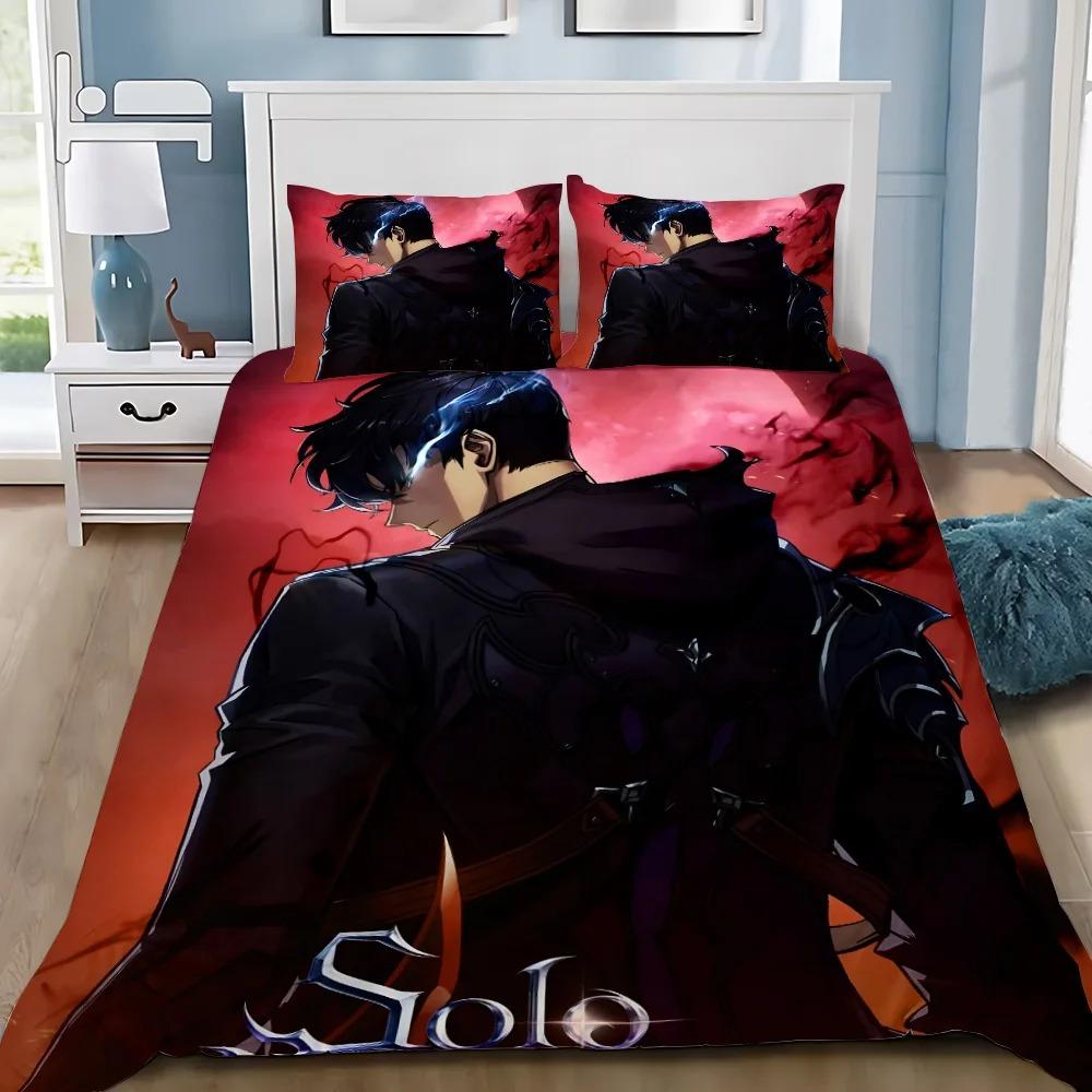 Anime Solo Leveling Bettbezug Kissenbezug Bettwäscheset Erwachsener Junge Mädchen Schlafzimmer Dekoration Kinder Geschenk Einzel Doppel Große Größe