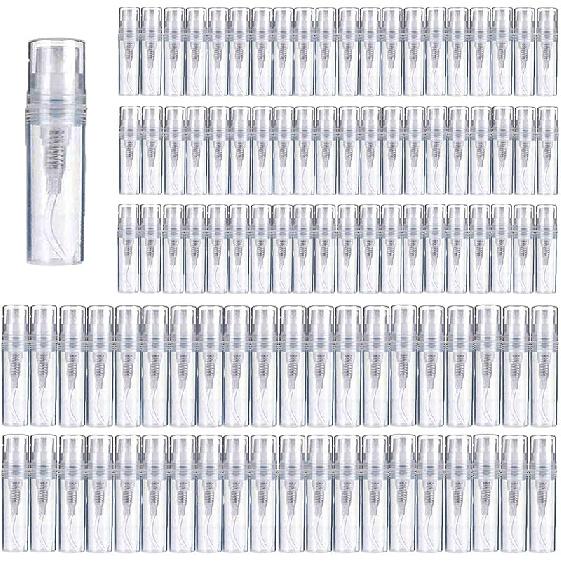 Mini Perfume Bottle 3ml 100pcs, Small Refillable Spray Bottle, Perfume Mouthwash Bottle for Cleaning, Travel, Essential Oils, Perfume