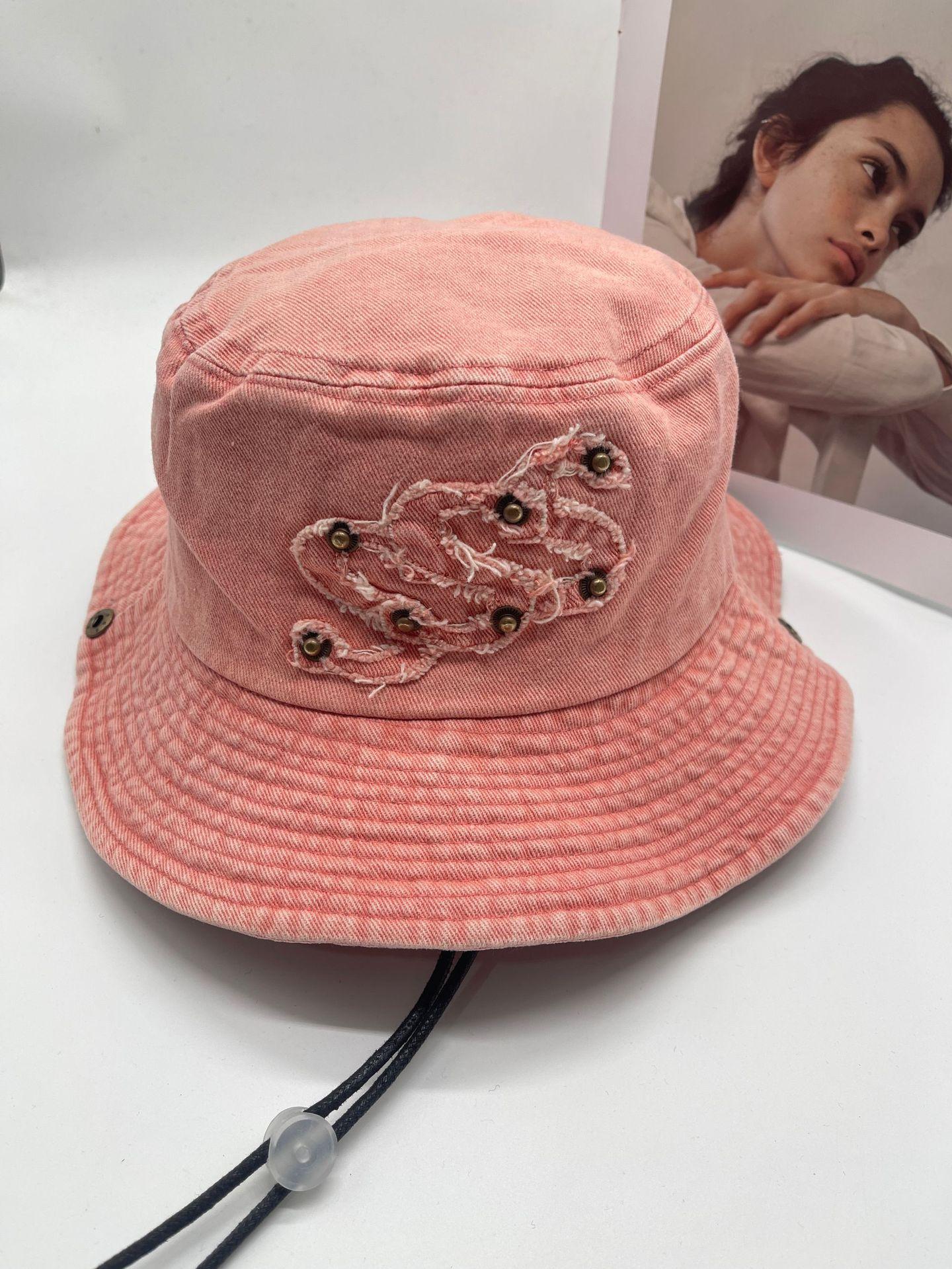 

Уличная шляпа-ведро из потертого денима, женская шляпа-ведро с солнцезащитным козырьком, солнцезащитная шляпа для скалолазания, весенняя и осенняя дорожная шляпа от солнца M（56-58cm） арбуз красный