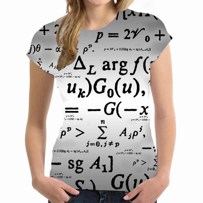 

Футболка с 3D-принтом Math Formula для женщин и мужчин с коротким рукавом и круглым вырезом Футболки Harajuku Streetwear Футболки Oversize Y2k Женская одежда XL