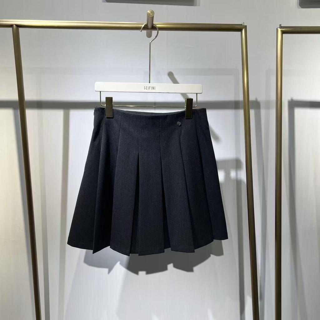 In Stock: 2025 Winter Academy Style High Waist Slimming Pleated Skirt 3GA141251