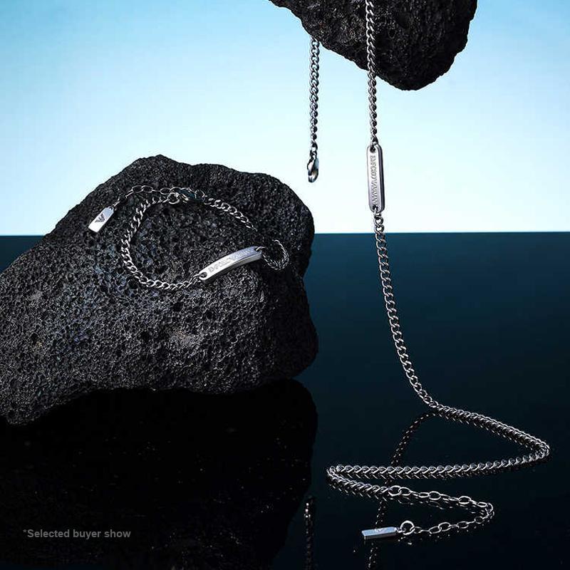 Emporio Armani Hip Hop Cool Fashion Versatile Cuban Link Stainless Steel Necklace Men necklace Silver EGS3188040