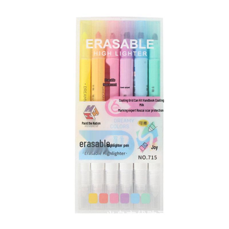 Erasable Color-Changing Fluorescent Double-Ended Marker Pen for Highlighting and Note-Taking