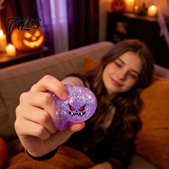Stress Relief Ball Halloween Bun Squeeze Ball, Slow Rising Toy with Steamer, Soft Creative Gifts for Sensory Fidget Cute Ghost Faces, Decompression