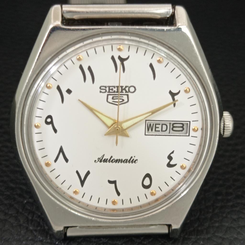 VINTAGE SEIKO 5 AUTOMATIC 6309A JAPAN MENS WHITE COLOR DIAL WATCH A705533-1
