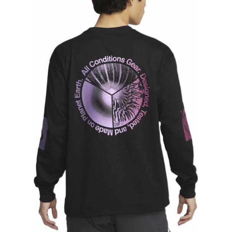 Nike ACG Graphic Print Crewneck Long Sleeve T-Shirt Men Tops Black DX9453-010
