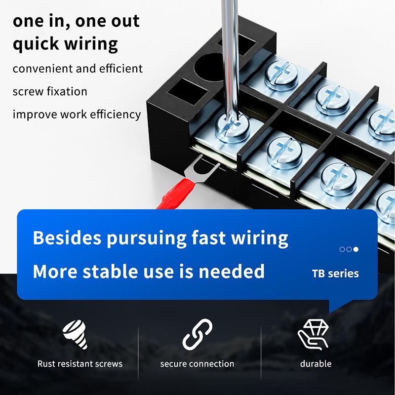 1Pcs Dual Row Barrier Screw Terminal Block Wire Connector 15A 600V For Tb Series 3 4 5 6 8 10 12 15 Positions Ways