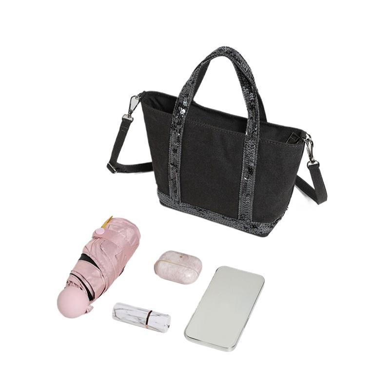 Bolso Tote de Lona Vintage con Lentejuelas Bolso de Hombro de Gran Capacidad Bolso de Mano Versátil para Desplazamientos para Mujeres Regalos