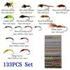 126/133/147PCS Scud Nymph Midge Larvae Ultra-thin Portable Fishing Box Set Trout Grayling Panfish Lure Carp Artificial Fish Bait