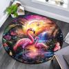 Flamingos Round Area Rug,Carpet Rug for Living Room Bedroom Sofa Playroom Decor,Non-slip Floor Mat