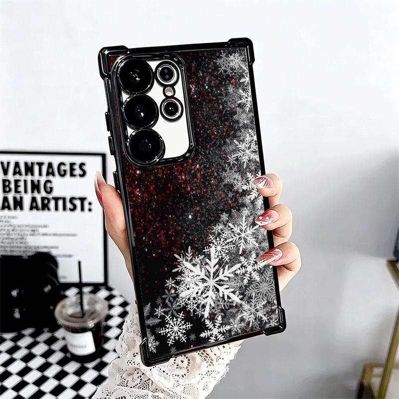 Snow Snowflake Winter Cold Soft Phone Case For Samsung Galaxy S26 Ultra S25 Edge S24 FE S23 Plus S22 S21 + S20 Plating Anti-Fall