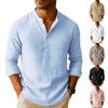 Mens Cotton Linen Shirts Long Sleeve Button Down Shirt Lightweight Breathable Hawaiian Beach Sweatshirt