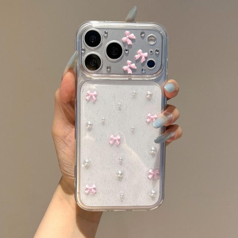 Pink Pearl Bowknot Case for iPhone 17/16 Pro Max/15/14/12