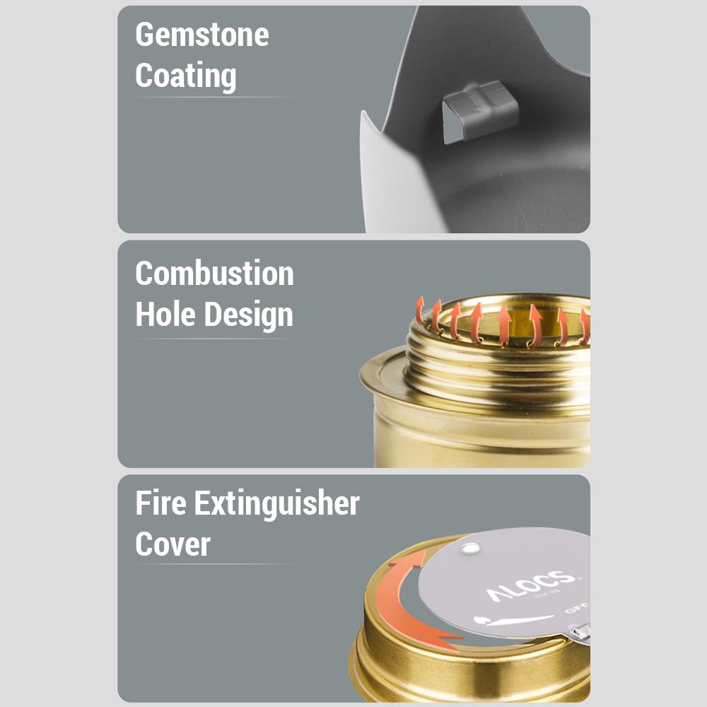 Mini Alcohol Stove Ultralight Copper Spirit Burner with Aluminium Stand for Backpacking Camping