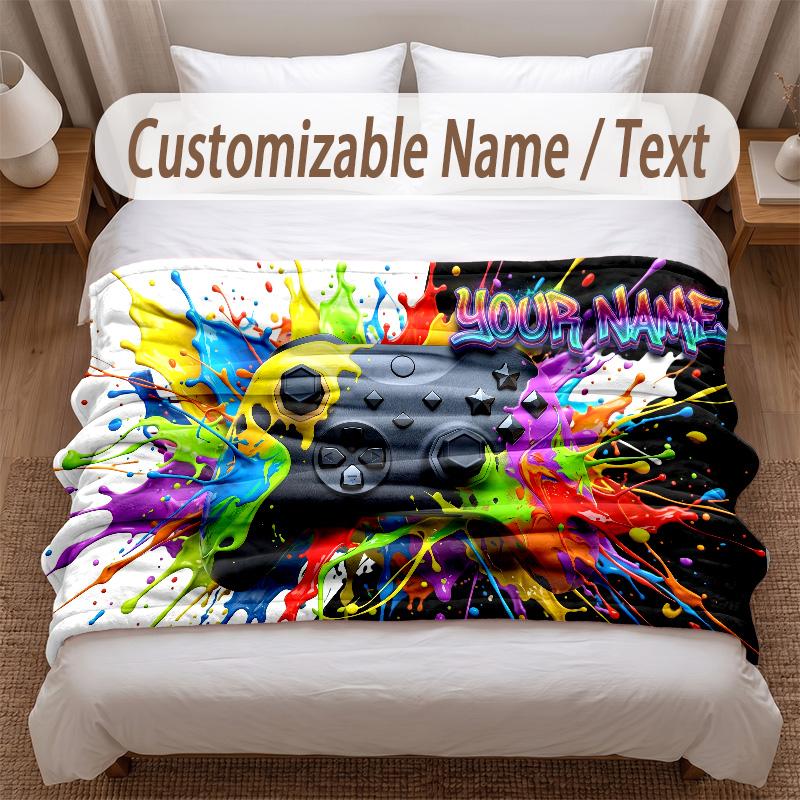 Spielcontroller-Thema Weiche Decke Personalisierter Benutzerdefinierter Name Textdruck Warme Decke Haus Sofa Schlafzimmer Dekor