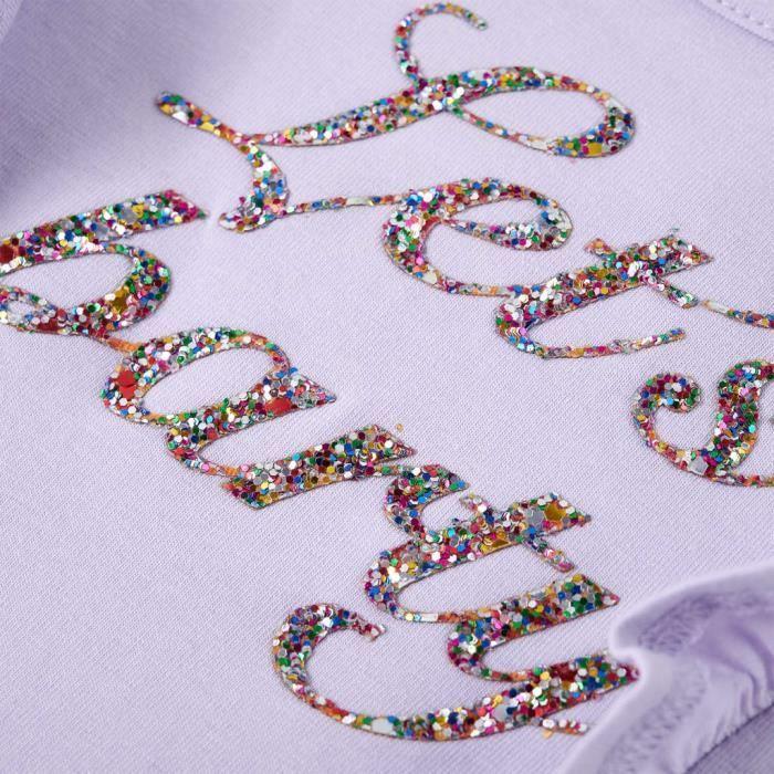 T-shirt enfants à manches longues imprimé pailleté 2 couleurs et 5 dimensions disponibles