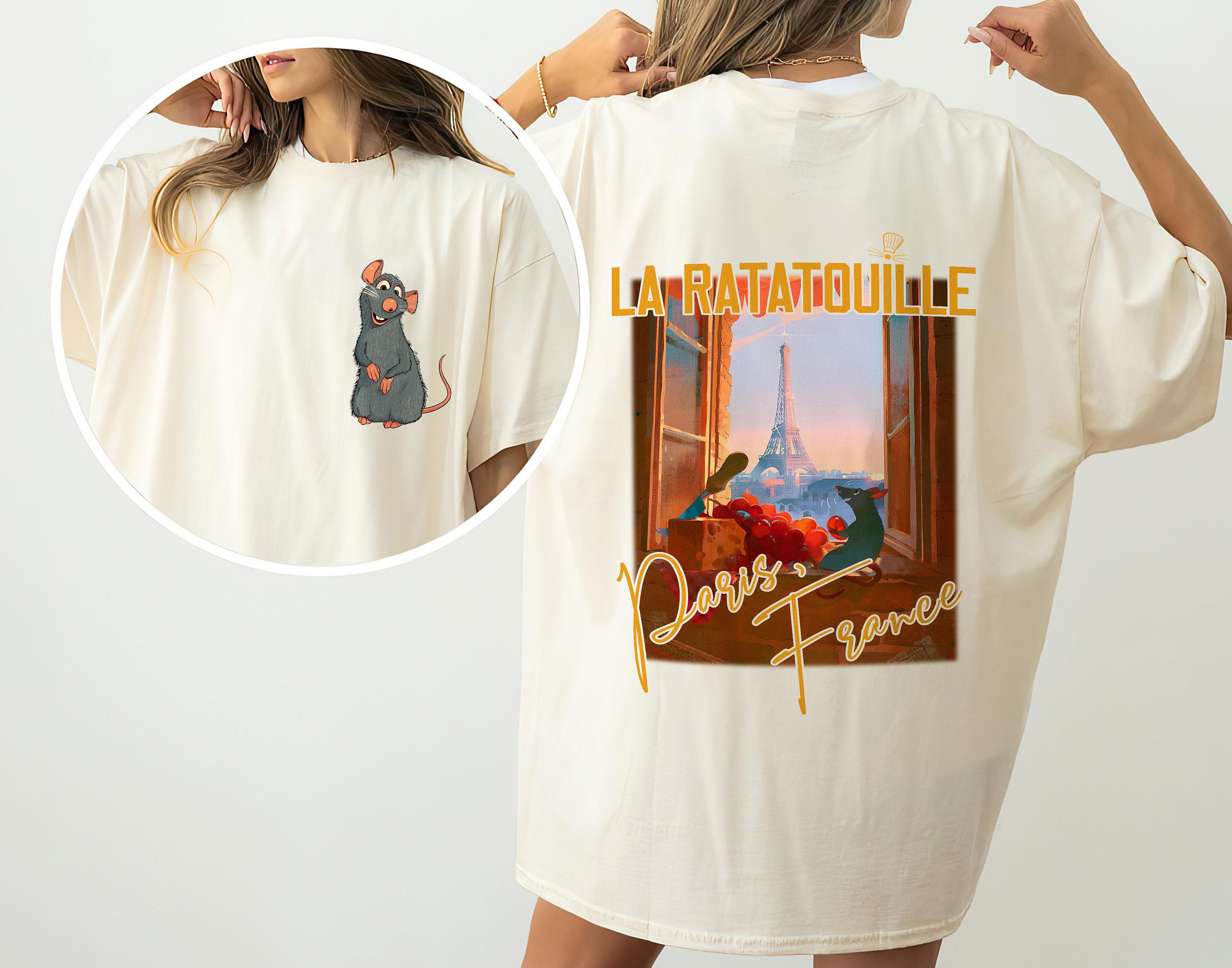 

Double sided Remy Mouse Chef French Tavern Shirt Fun Cooking Mouse King Shirt Family Travel Gift S