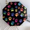 Colorful Mushroom Footprints  Pattern, Automatic Folding Umbrella, Portable and Foldable Design, 8 Ribs, a Christmas or Birthday Gift.