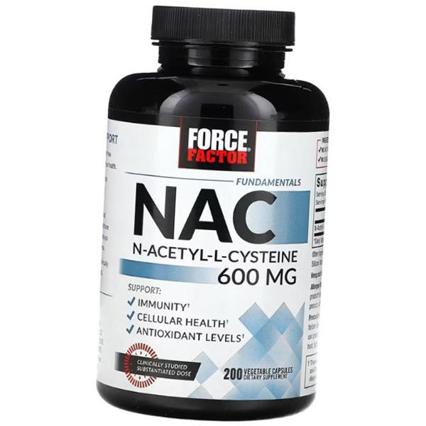 N-ацетил L-цистеин, Fundamentals NAC N-Acetyl-L-Cysteine 600, Force Factor  200вегкапс (70641001)