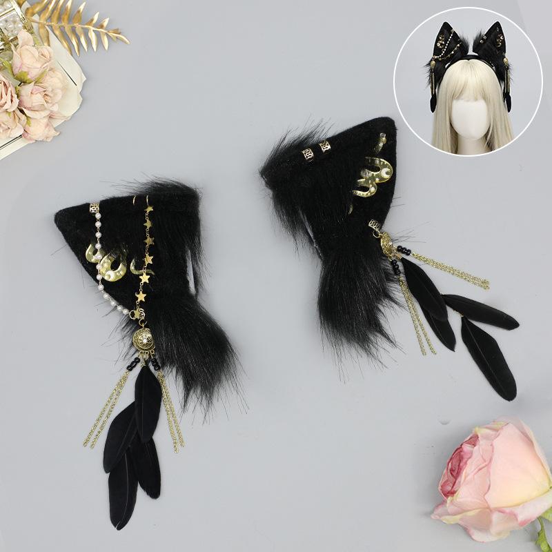 Rechargeable simulated animal ear headgear props Removable headband Movable cat ear hair accessories Electric cat ear headband